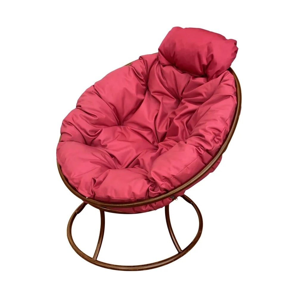 Изображение товара Кресло M-GROUP ПАПАСАН мини без ротанга коричневое с красной подушкой