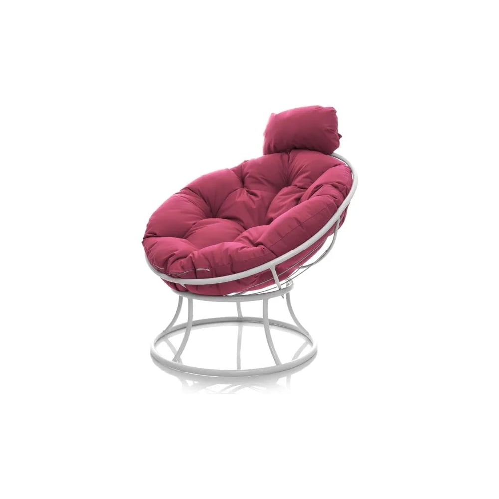 Изображение товара Кресло M-GROUP ПАПАСАН мини без ротанга белое с розовой подушкой