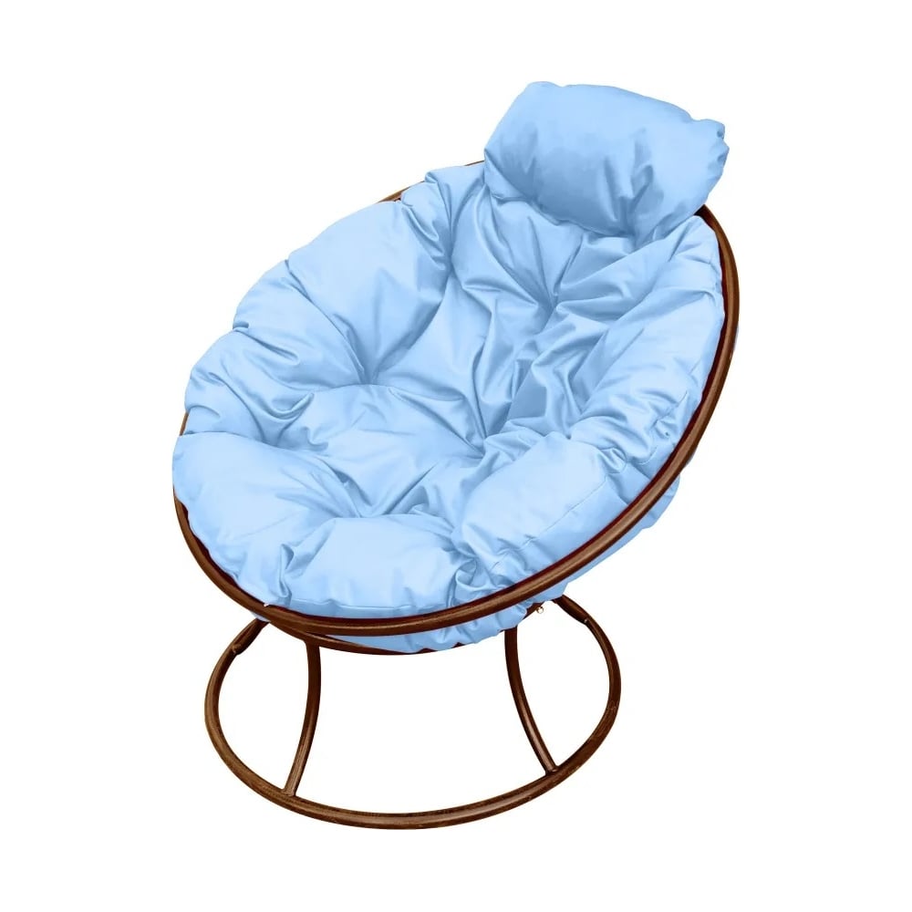 Изображение товара Кресло M-GROUP ПАПАСАН мини без ротанга коричневое голубая подушка