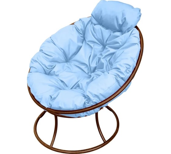 Изображение товара Кресло M-GROUP ПАПАСАН мини без ротанга коричневое, голубая подушка 12060203