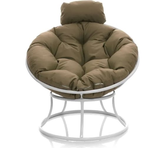 Изображение товара Кресло M-GROUP ПАПАСАН мини без ротанга белое, бежевая подушка 12060101