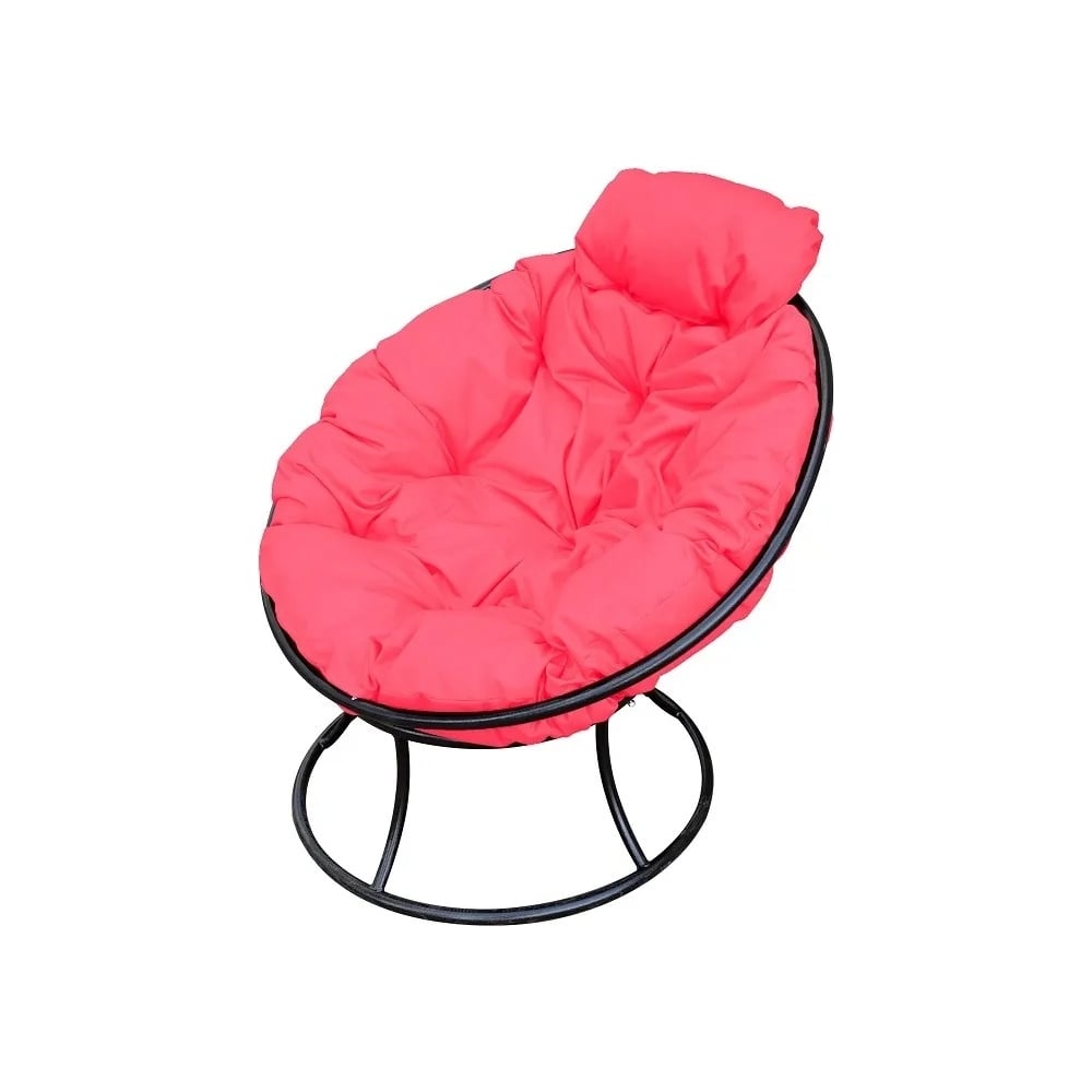 Изображение товара Кресло M-GROUP ПАПАСАН мини без ротанга черное с розовой подушкой