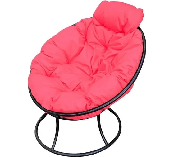 Изображение товара Кресло M-GROUP ПАПАСАН мини без ротанга чёрное, розовая подушка 12060408