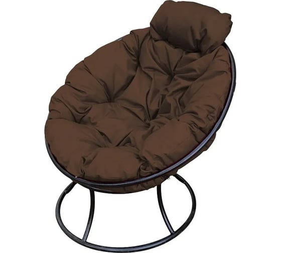 Изображение товара Кресло M-GROUP ПАПАСАН мини без ротанга чёрное, коричневая подушка 12060405