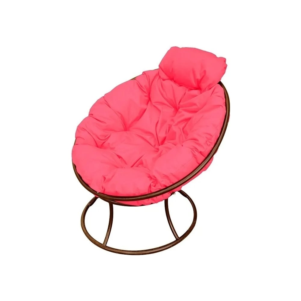 Изображение товара Кресло M-GROUP ПАПАСАН мини коричневое с розовой подушкой