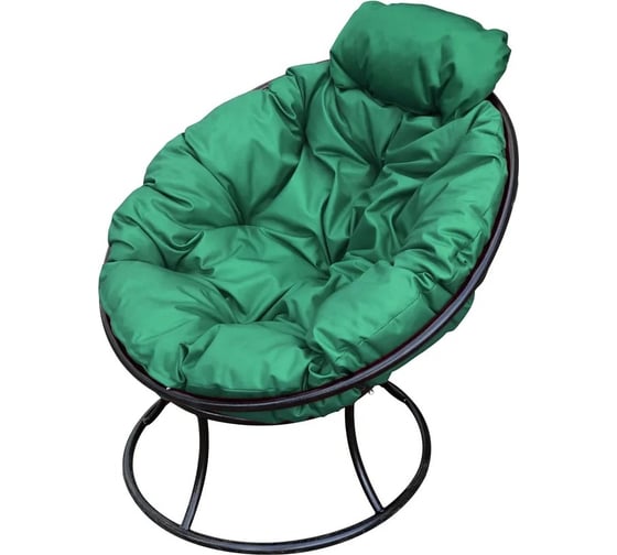 Изображение товара Кресло M-GROUP ПАПАСАН мини без ротанга чёрное, зелёная подушка 12060404