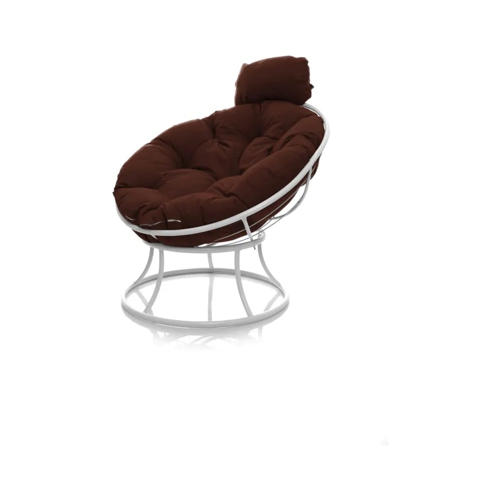 Изображение товара Кресло M-GROUP ПАПАСАН мини белое с коричневой подушкой