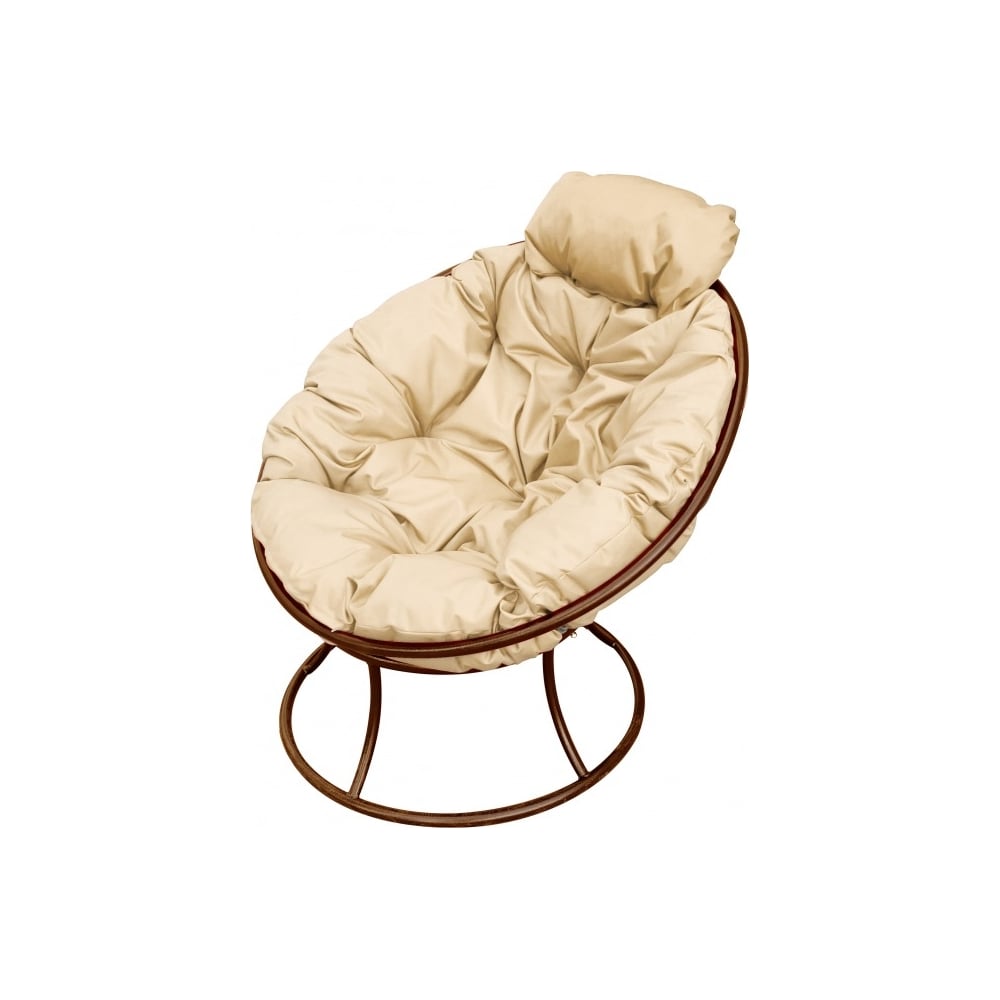 Изображение товара Кресло M-GROUP ПАПАСАН мини без ротанга коричневое с бежева подушка