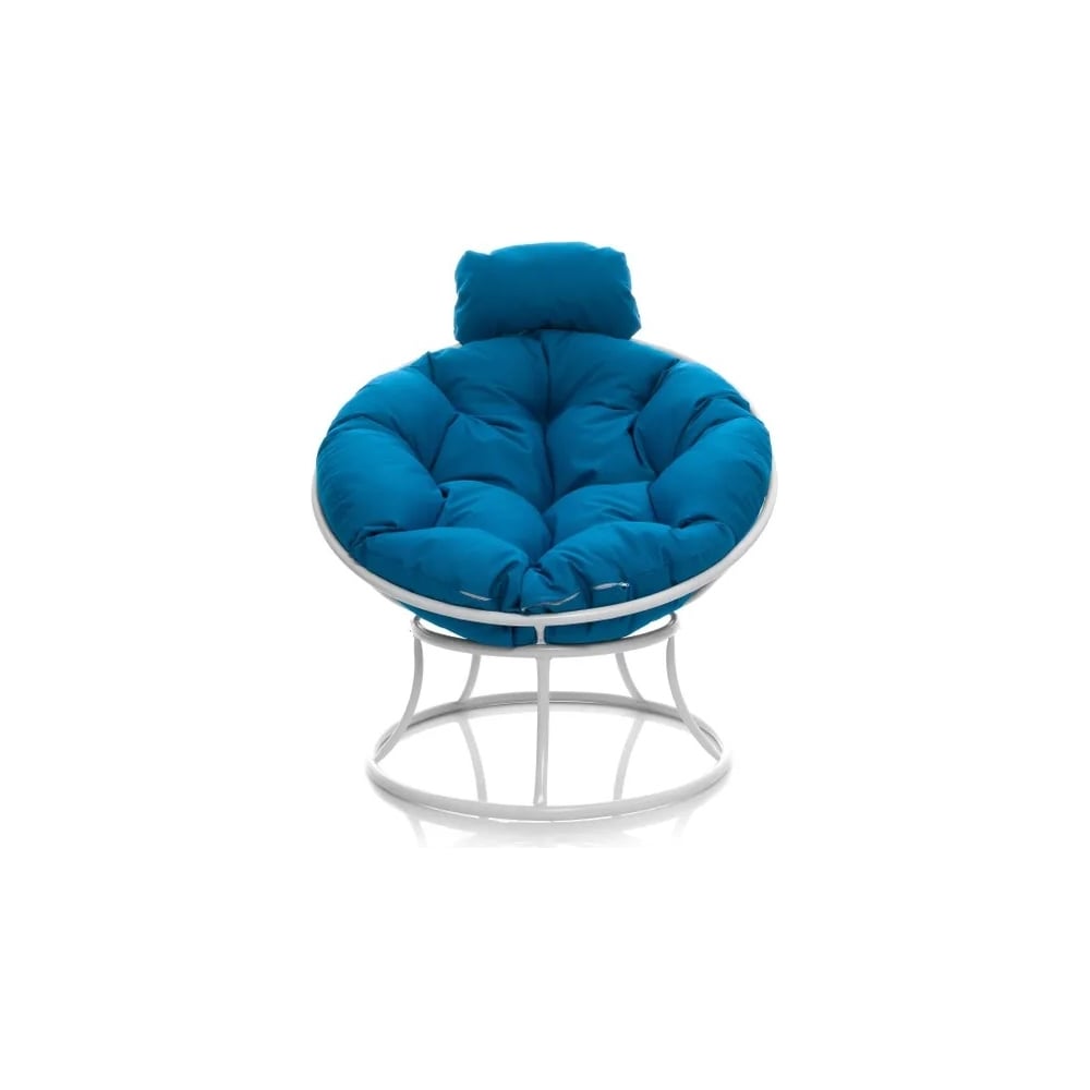 Изображение товара Кресло M-GROUP ПАПАСАН мини белое с голубой подушкой