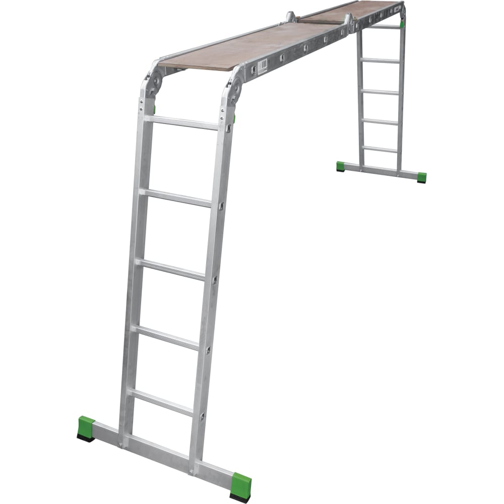 Четырехсекционная лестница-трансформер Новая Высота стремянка с лотком для инструментов новая высота артель 7 ступеней алюминий