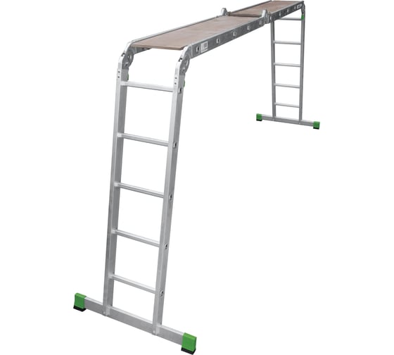 Изображение товара Четырехсекционная лестница-трансформер Новая Высота помост 4х5 ступеней, 2К башмаки, 2330405