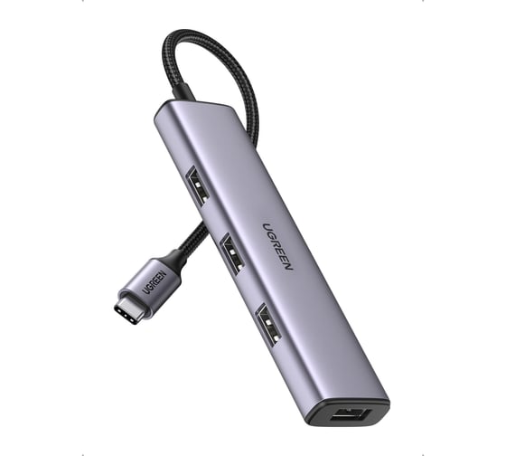 Изображение товара Usb-хаб Ugreen cm473 usb-c to 4 usb 3.0 hub. цвет: серый 20841_