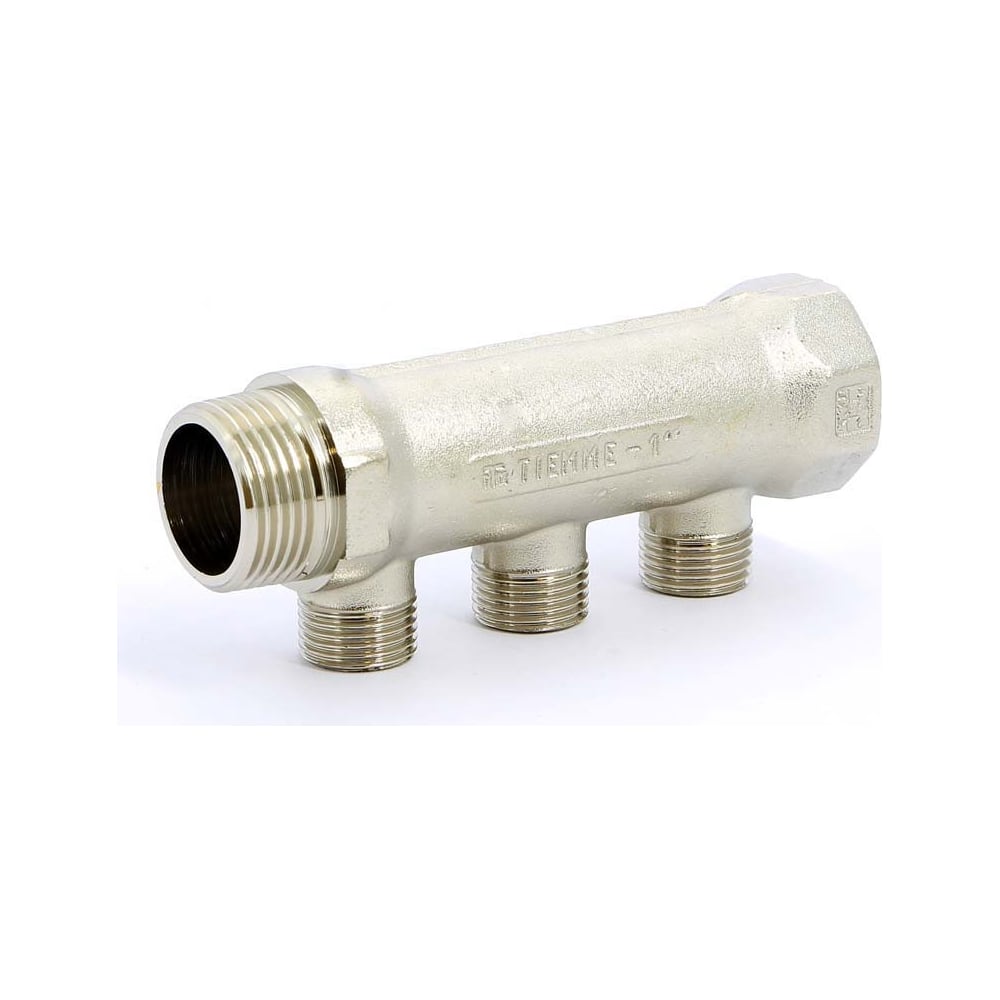 Изображение товара Коллектор Tiemme 3 отвода 1 дюйм x 1/2 дюйма никелированный