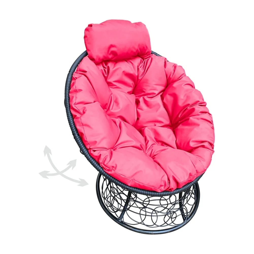 Изображение товара Кресло M-GROUP ПАПАСАН с розовой подушкой и ротангом