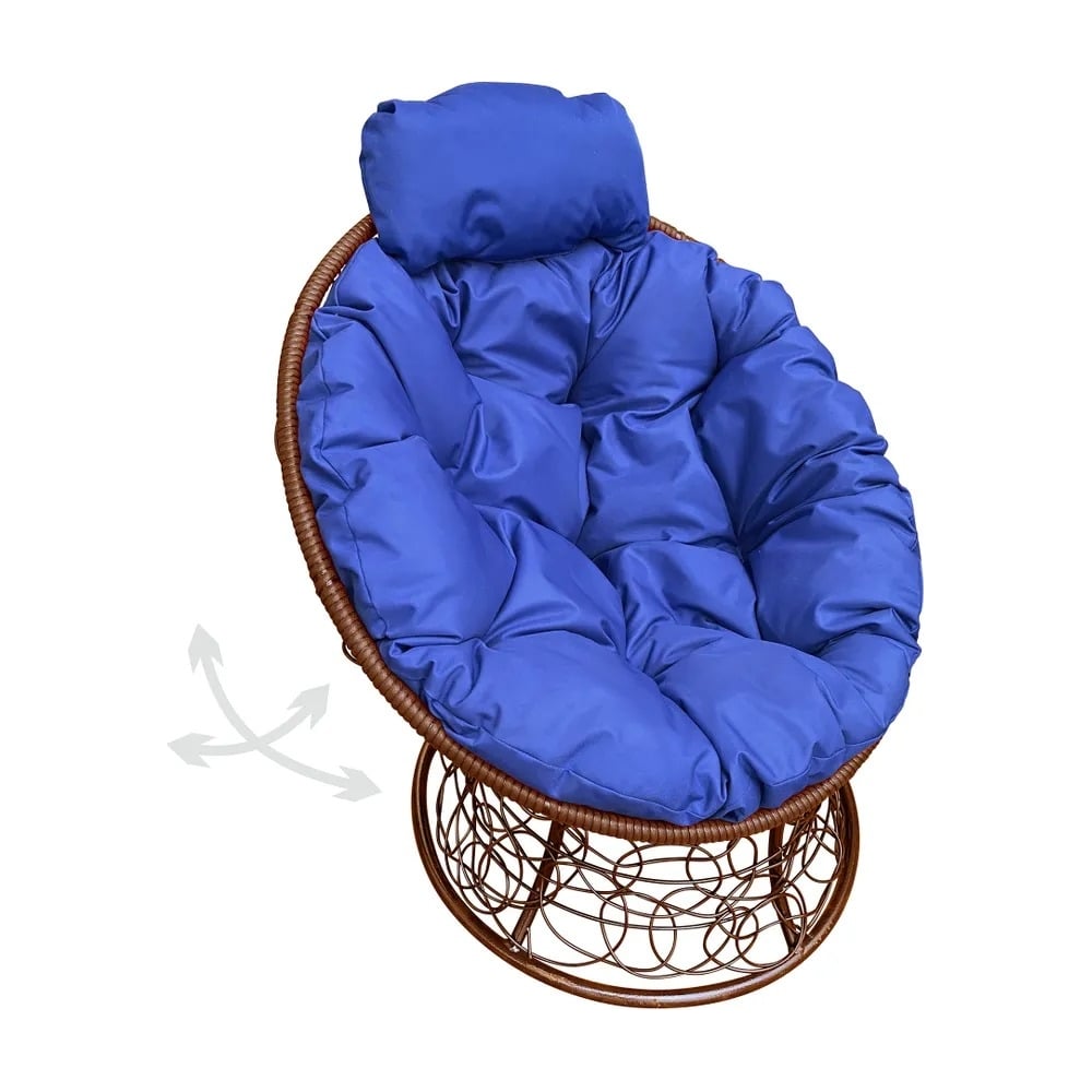 Изображение товара Кресло M-GROUP ПАПАСАН пружинка мини с ротангом и подушкой коричневое