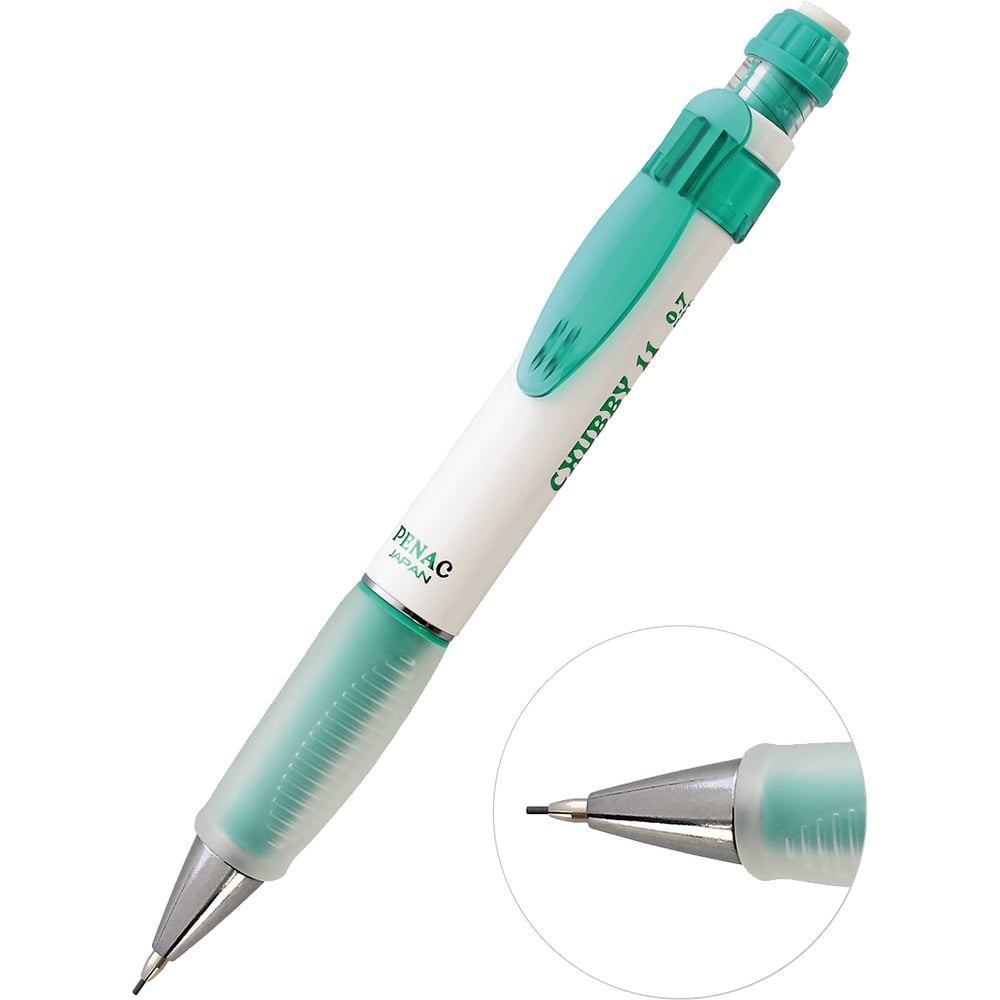 Изображение товара Механический карандаш Penac chubby 11 0.7 мм HB белый зеленый в блистере