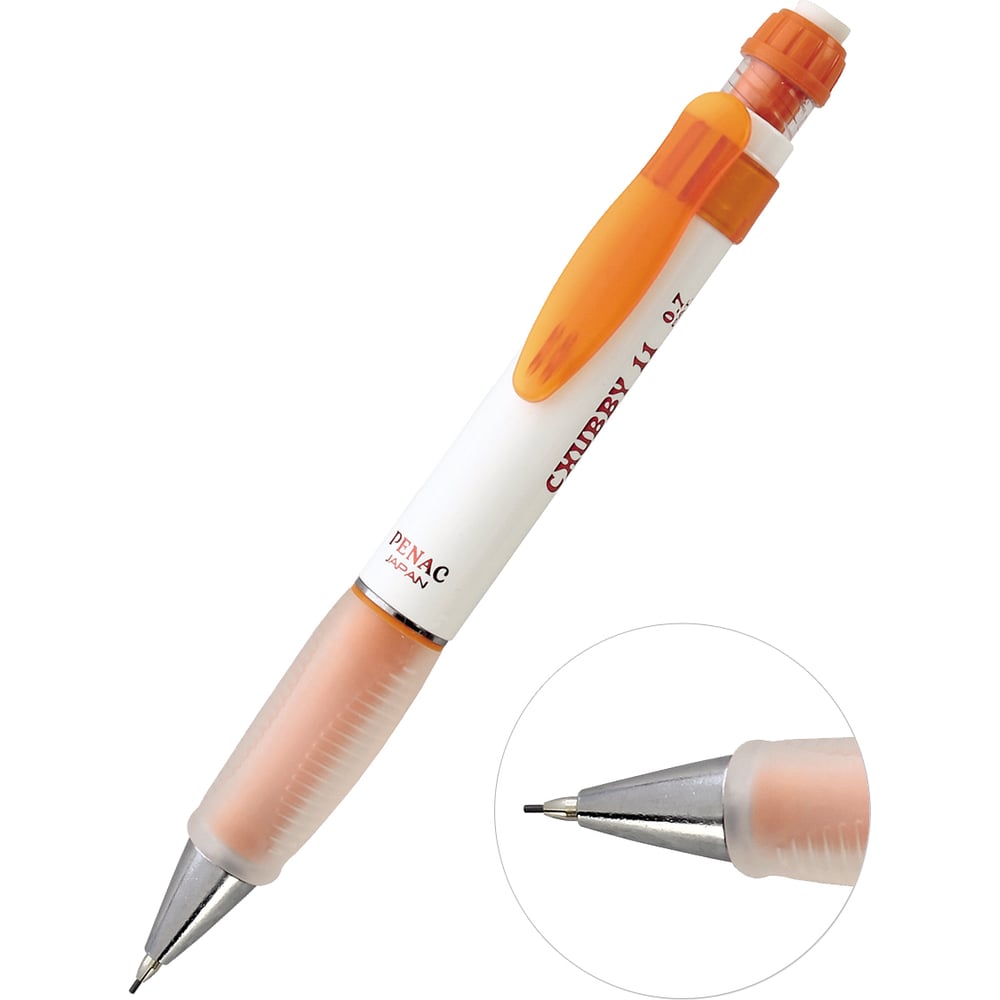 Изображение товара Механический карандаш Penac chubby 11, 0.7 мм, белый/оранжевый