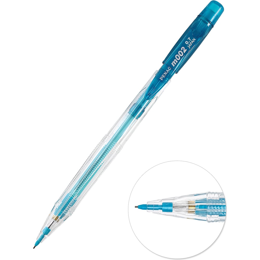 Изображение товара Механический карандаш Penac m002 crystal 0.7 мм HB голубой в блистере