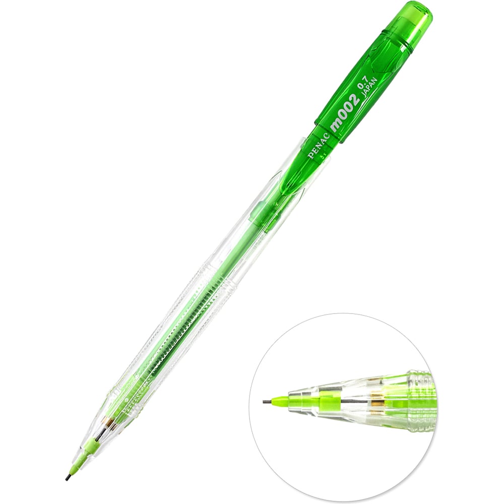 Изображение товара Механический карандаш Penac m002 crystal 0.7 мм HB зеленый в блистере