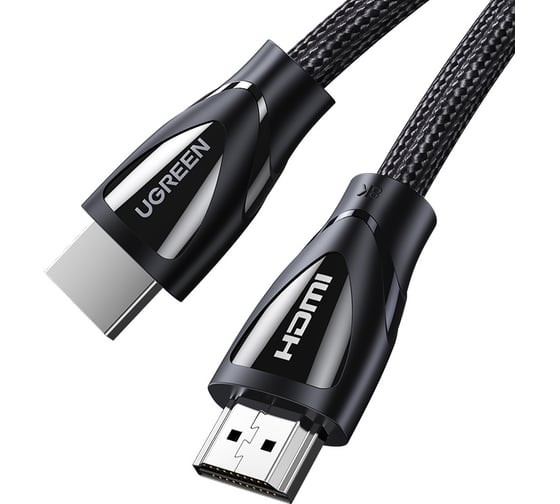 Изображение товара Кабель Ugreen hd140 hdmi 2.1 male to male cable 8k braided cable, длина: 1,5м. цвет: черный 80402