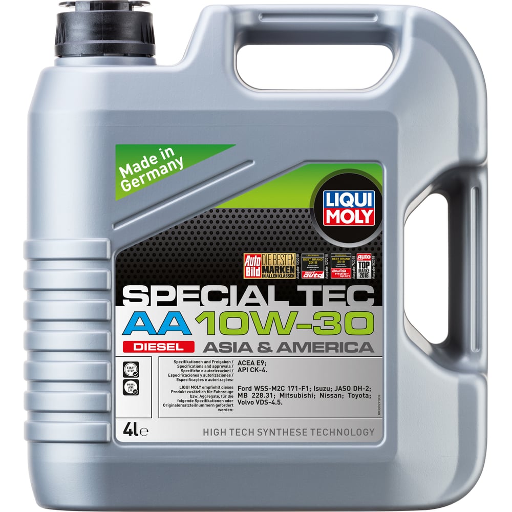 фото Масло моторное нс-синтетическое special tec aa 10w-30 diesel 10w-30 ck-4 e9, 4 л liqui moly 39027