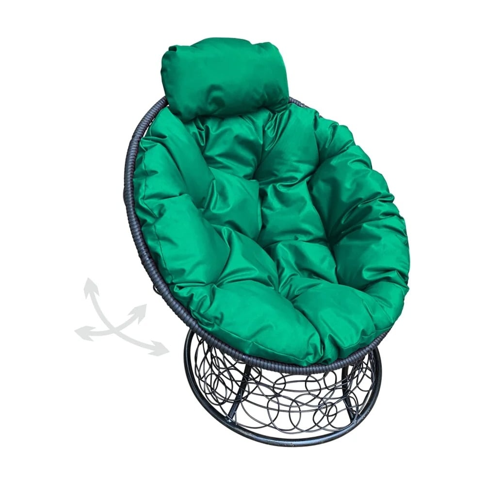 Изображение товара Кресло M-GROUP ПАПАСАН с ротангом и подушкой черное 810х680х770