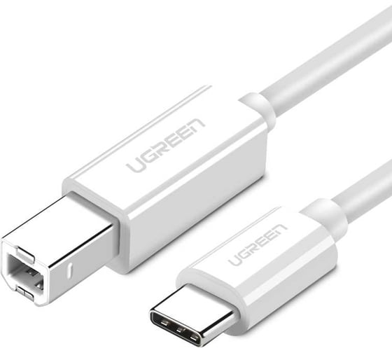 Изображение товара Кабель Ugreen us241 usb-c 2.0 to usb-b 2.0 print cable для подключения принтера, длина: 1,5м, цвет: белый 40417_