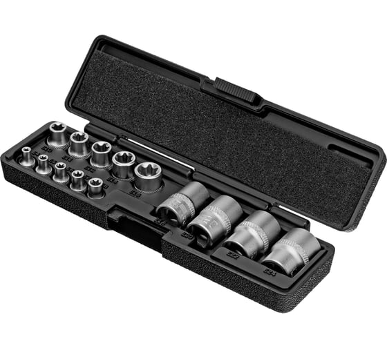 Изображение товара Набор головок внутренний TORX, 14 предметов, 1/4", 3/8", 1/2"  STELS 13675