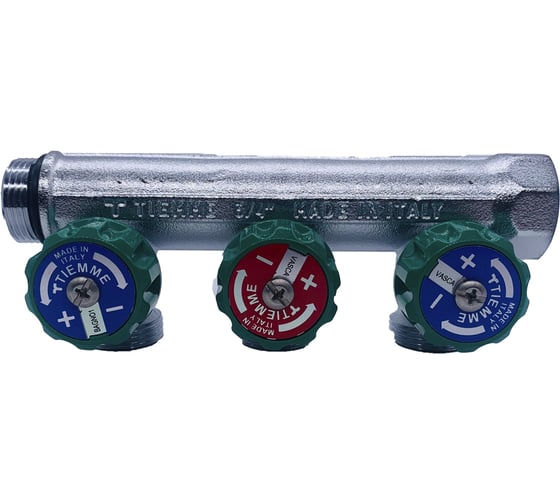 Изображение товара Коллектор Tiemme 3 отвода, регулируемый 3/4"х3/4(18) евроконус Maxima Corner (никель) 1850008 / 1871K