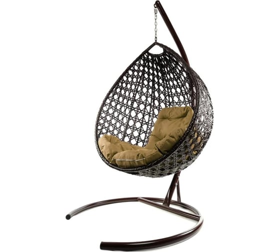 Изображение товара Подвесное кресло M-GROUP КАПЛЯ ЛЮКС с ротангом коричневое, бежевая подушка 11030201