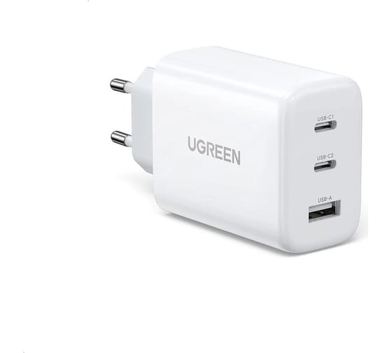 Изображение товара Сетевое зарядное устройство Ugreen cd275 usb-a+2 usb-c 65w fast charger eu, цвет: белый 90496