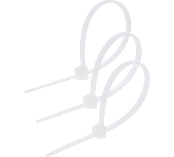 Изображение товара Нейлоновый хомут ТУНДРА пластик krep, для стяжки, 2.5x100 мм, белый, в упаковке 100 шт. 1112930