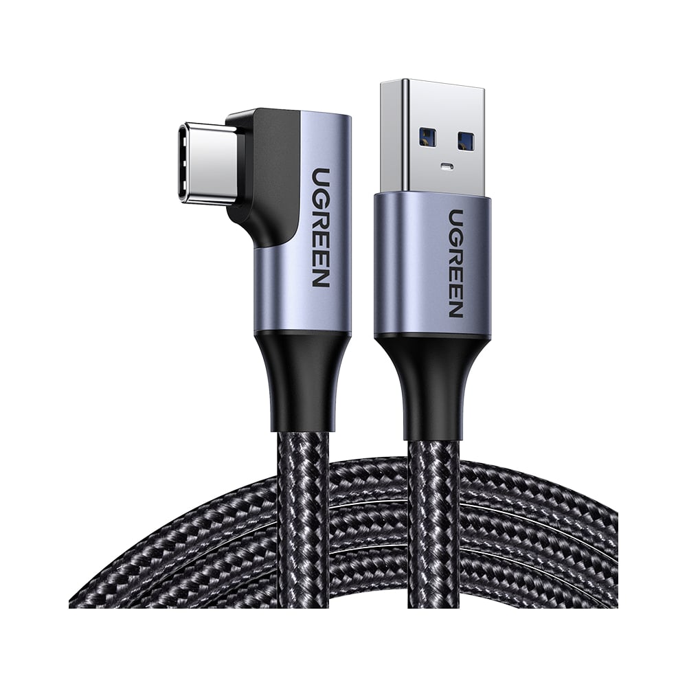 Изображение товара Кабель Ugreen us385 USB-A male to USB-C male 3.0 3A 90-градусный, 1 м, черный