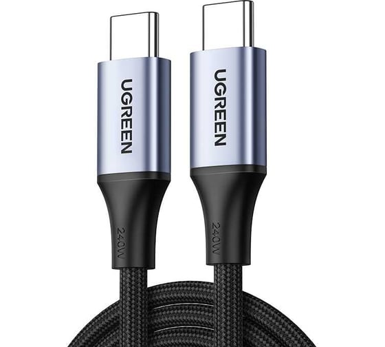 Изображение товара Кабель Ugreen us535 usb-c to usb-c 240wpd fast charging cable в оплетке, длина: 2 м. цвет: серый космос 90440