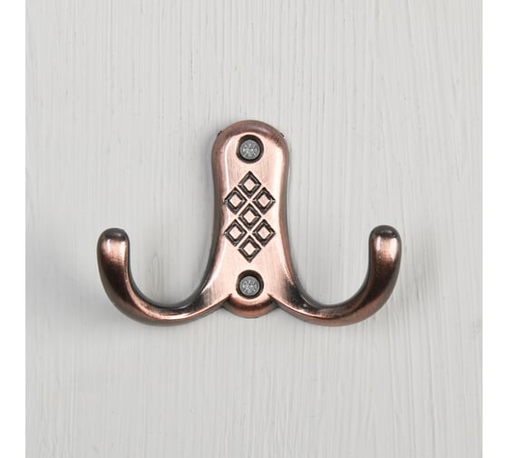 Изображение товара Мебельный крючок ТУНДРА KM204AC, двухрожковый, цвет медь 1866206