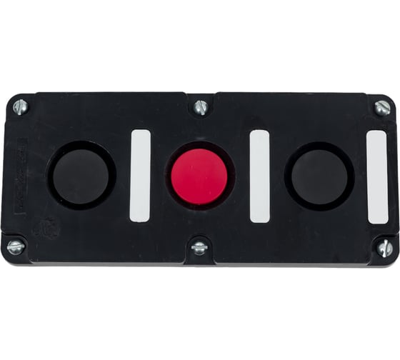 Изображение товара Пост управления Электротехник Пке 122-3 у2, 10а, 660в, 3 элемента, чёрный и красный цилиндр, в нишу, ip54, ET519062