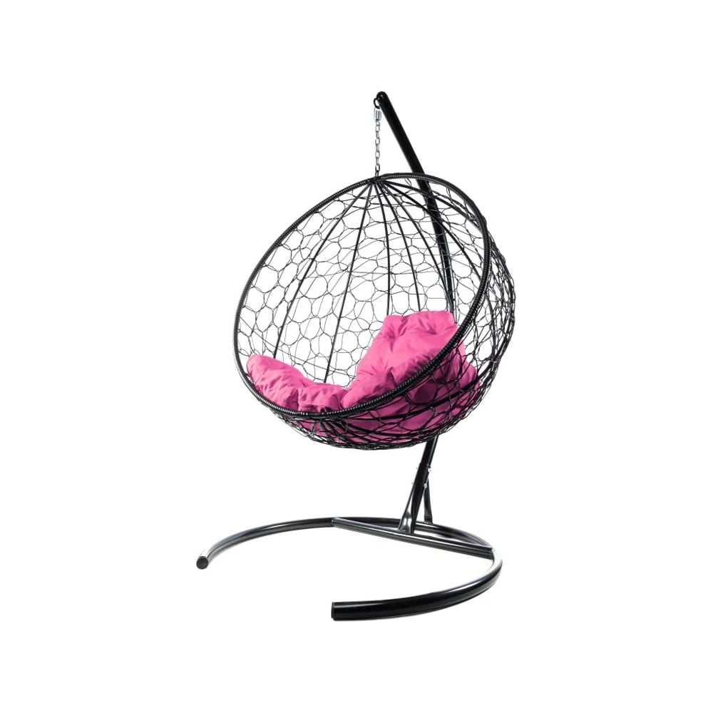 Изображение товара Подвесное кресло M-GROUP КРУГ с ротангом и розовой подушкой