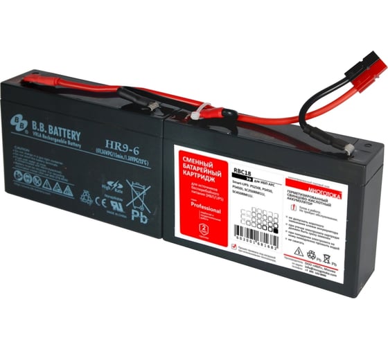 Изображение товара Сменный батарейный картридж для ИБП МНОГОТОКА RBC18 серия Professional - APC: 12 В, 9 Ач, 2,6 кг RBC18 Professional