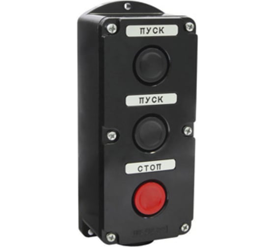 Изображение товара Пост управления Электротехник Пке 212-3 у3, 10а, 660в, 3 элемента, чёрный и красный цилиндр, накладной, ip40, ET519070