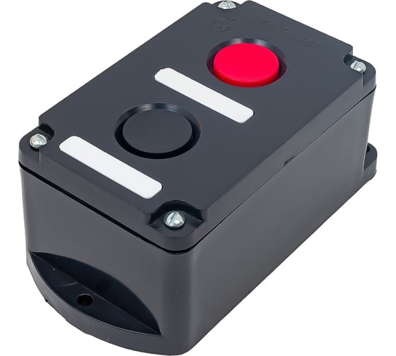 Изображение товара Пост управления Электротехник Пке 212-2 у3, 10а, 660в, 2 элемента, чёрный и красный цилиндр, накладной, ip40, ET519068