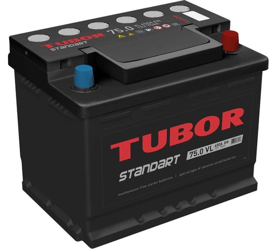 Изображение товара Аккумулятор TUBOR STANDART 6СТ-75.0 VL 4607008886177