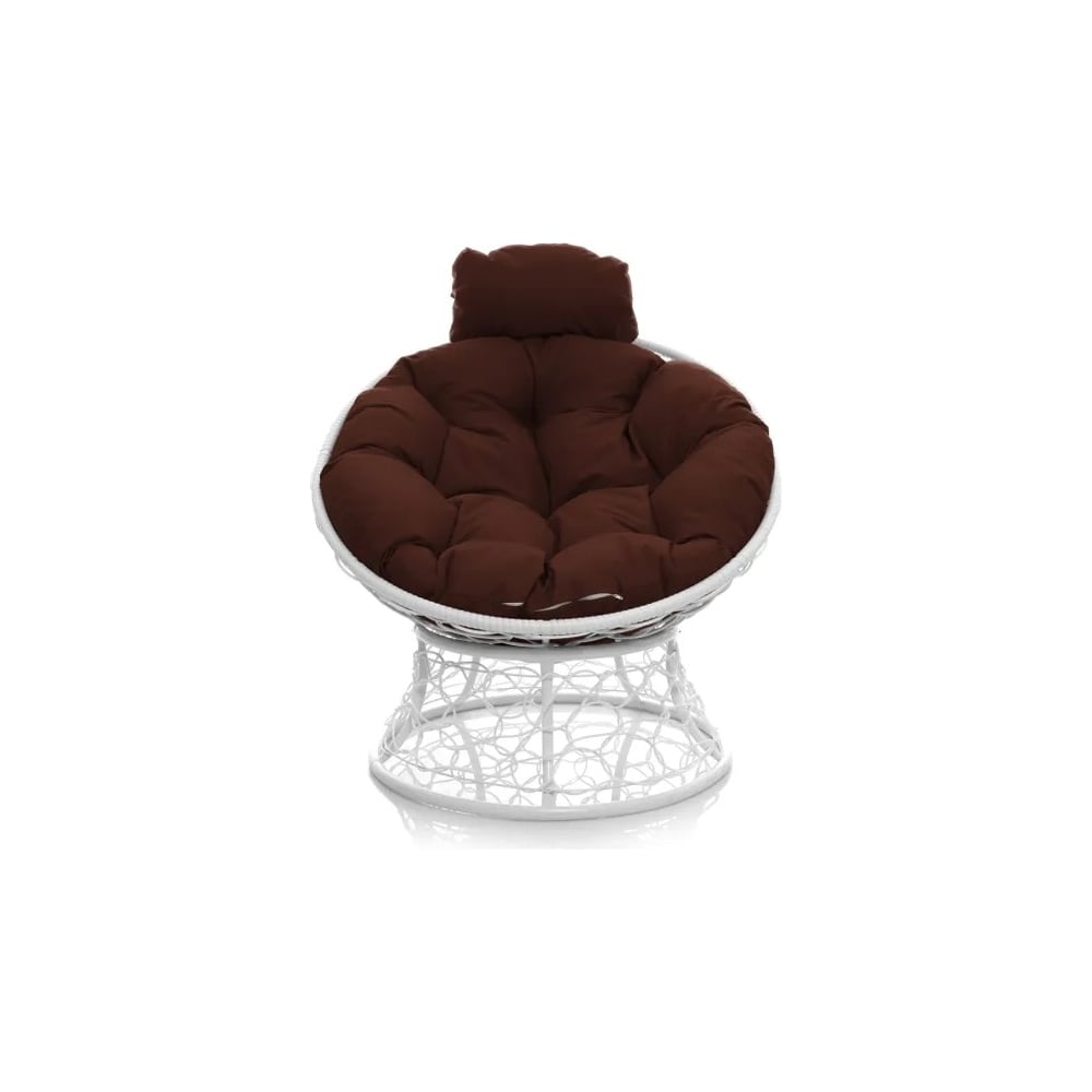 Изображение товара Кресло М-GROUP ПАПАСАН мини с ротангом белое коричневая подушка