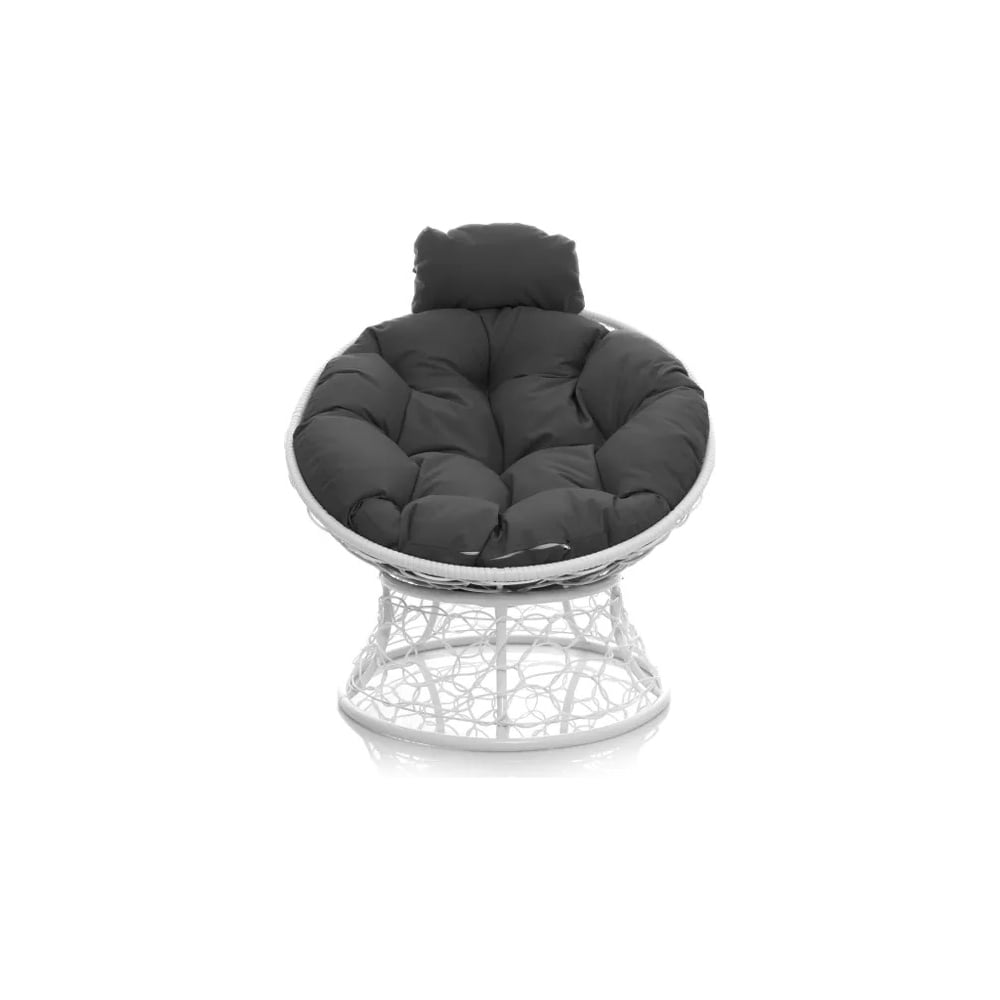 Изображение товара Кресло мини ПАПАСАН с ротангом белое с серой подушкой M-GROUP