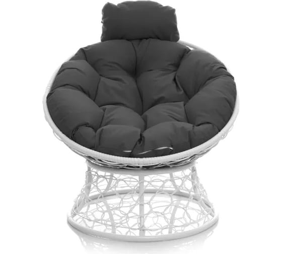 Изображение товара Кресло M-GROUP ПАПАСАН мини с ротангом белое, серая подушка 12070109