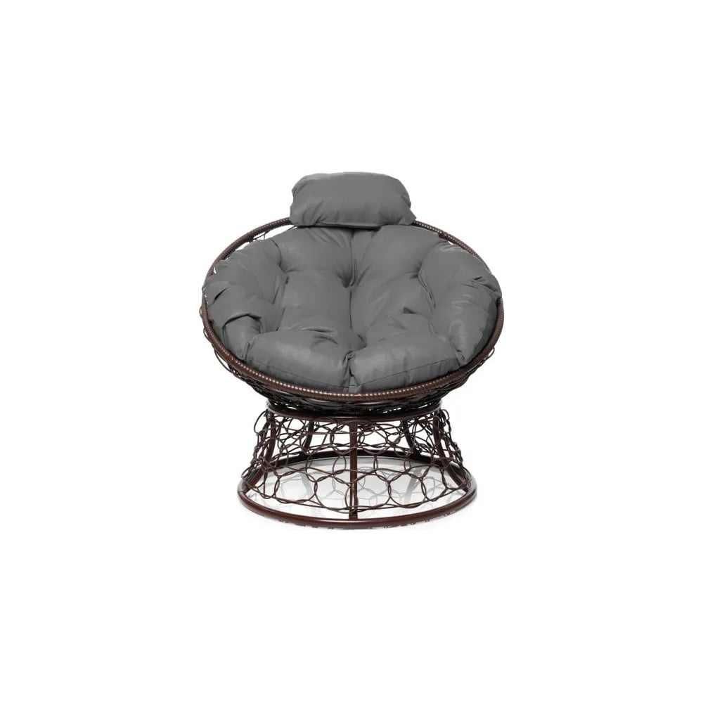 Изображение товара Кресло M-GROUP ПАПАСАН мини с ротангом коричневое и серой подушкой для дома и улицы