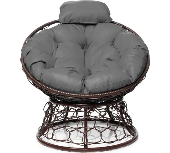Изображение товара Кресло M-GROUP ПАПАСАН мини с ротангом коричневое, серая подушка 12070209