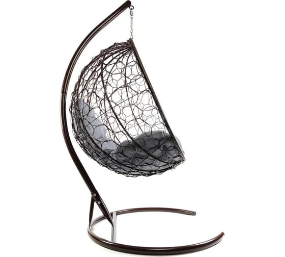 Изображение товара Подвесное кресло M-GROUP КРУГ с ротангом коричневое, серая подушка 11050209