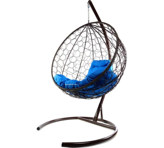Изображение товара Подвесное кресло M-GROUP КРУГ с ротангом коричневое, синяя подушка 11050210