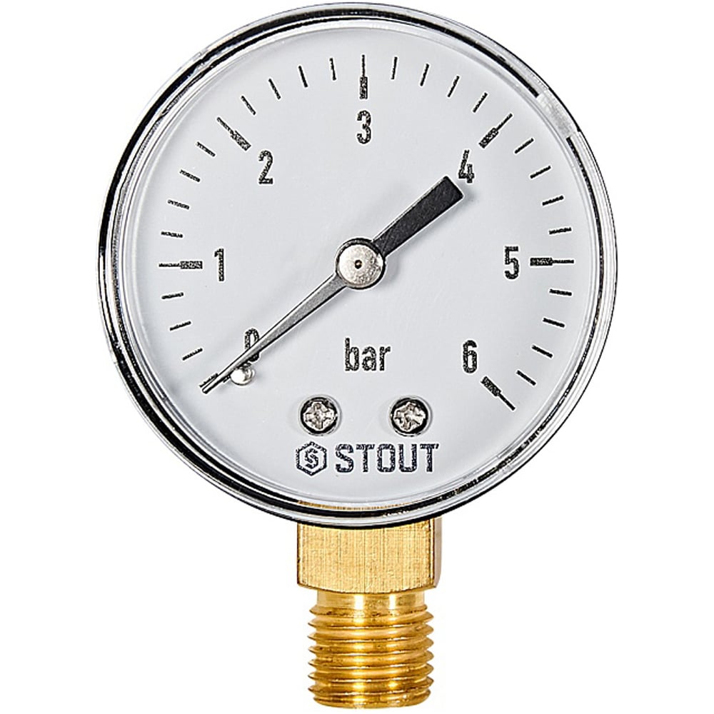 Изображение товара Манометр радиальный STOUT. Корпус Dn 50 мм 1/4 , 0...6 бар, кл.2.5 SIM-1010-500608 RG0094NU9EUEFN