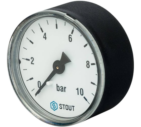 Изображение товара Манометр аксиальный STOUT корпус Dn 63 мм 1/4, 0...10 бар, кл.2.5 SIM-1009-631008 RG0094NU9EUEFM